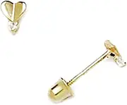 [JewelryWeb] 14k Yellow Gold CZ Simulated Diamond Love Heart Screw Back Earrings 5x4mm Stud Earring for Women