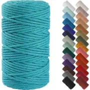 Turquoise Macrame Cord 4mm x 109yards Colored Macrame Rope Cotton Rope Macram...