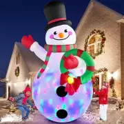 8FT Christmas Inflatables Outdoor Decorations Snowman Holding Garland Blow Up