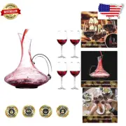 Luxury 61-Ounce Wine Decanter & Glass Set, Food Grade Safe with Spouted Neck