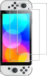 2 Pack Ultra Clear Tempered Glass Screen Protector Nintendo OLED Switch