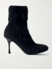 [Gianvito Rossi] Gianvito Rossi - Aspen 95 Brushed Ribbed-knit Ankle Boots - Black - IT40 IT 40 Black