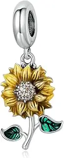 [DOYIS] Sunflower Charms Fit for Pandora Charms Bracelets 925 Sterling Silver Jewelry with Delicate Cubic Zirconia,Christmas Jewelry Gifts for Women Mom