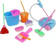 Household Pretend Play Toy Kit Mini Vacuum Cleaner Cleaning Mop Broom Tools Accessories Toys Ware Toys for Girls Kids 9PcsPretend Play Toy Mini Vacuum Cleaner Kit Simulation Mop Broom Tool