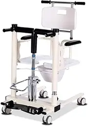 Medical Hydraulic Patient Lift for Home, Handicapped Shower Chair Patient Lift Aid w/Tray and 180° Split Seat, Bedside Commode Bathroom Chair w/Bedpan for Aldult Elderly Seniors Transport