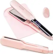 ANGENIL Pro Titan Flat Iron Hair Straightener 4.5 cm Wide, Salon Grade Dual Voltage Straightening and Curler 2-in-1 with Heat-resistant Silicone Mat, Adjustable Temperature 160°C - 240°C, 15s Fast