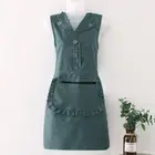 Cotton Waistcoat Lapel Apron Small Plaid Sleeveless Apron Cooking Apron Women