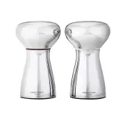 NAMBE ALFREDO SALT & PEPPER SHAKERS MIRRORED METAL SET 2 OZ 4.5" 3586040 NEW NIB
