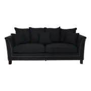[Florabelle Living] Manhattan 3 Seat Sofa Charcoal W/Silver Studs