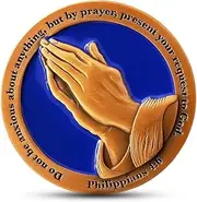Serenity Prayer and Do Not Be Anxious About Anything, Antique Gold Plated Challenge Coin, Philippians 4:6 Gift