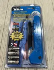IDEAL 33-632 LINEAR X3 ADJUSTABLE F/BNC/RCA COMPRESSION TOOL W/4 CONNECTORS, NEW