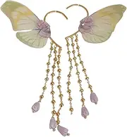 [WRITWAA] Butterfly Tassel Earrings Clip Earrings Women Fashion Non-piercing Hooks