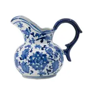 Ming Luxe Decorative Porcelain Jug Blue White Flower Holder Planter Pot 22x20cm