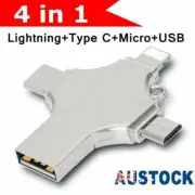 2TB USB 3.0 Flash Drive 4 in 1 Memory Stick For iPhone iPad Android PC Type-c AU