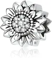 [LAMOONY] Sterling Silver Sunflower Charm for Pandora Charm Bracelet, Sterling Silver