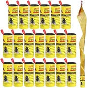 20PCS Fly Paper Strips，GeeRic Fly Ribbon Sticky Traps Hanging Insect Traps Fly Catcher Sticky Fly Traps Rolls Tape Fly Bait Indoor Catcher for Fruit Flies, Gnat, Pest, Mosquito Yellow
