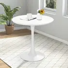 Costway Round Dining Table 80 CM Modern Tulip Kitchen Table with Metal Pedest...
