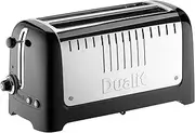 Dualit 2 Slot Long Lite Toaster- Black - Peek and Pop - Bagel Function - 2kW - Defrost - Perfect Toast Technology - 260mm Extra Long Slots - Browning Control