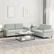 Generic 2 Piece Sofa Set with Cushions Light Grey Velvet