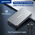 ANYOYO THUNDERBOLT3 40GBPS NVME M.2 SSD 外置 SSD 外殼鋁製,帶 40GBPS