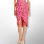 New With Tags! Aqua Metallic Printed Wrap Skirt | Size M