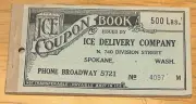 OLD SPOKANE WA ICE DELIVERY COMPANY N 740 DIVISION ST 500 LB COUPON BOOK
