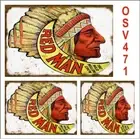 O SCALE WEATHERED PEEL & STICK BUILDING STORE SIGN DECALS RED MAN TOBACCO OSV471