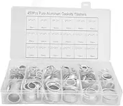 450PCS Aluminum Washer, Plain Washer Kit, Washer Gasket Set, Round Gasket Sealing Set for Outdoor Engineering Electronic Instruments