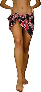 [KAMEHAMEHA] King Kameha Hawaiian Sarong Pareo Beach Wrap for Women Funky Casual Bikini Cover Up Very Loud Swimsuit Hibiscus Flowers Print