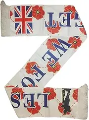 Traffordmu Red Poppy Lest We Forget Remembrance Day Union Jack Scarf, White, One size
