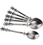 Turkish Luxury Tea Flower Floral 6 Spoon Set | Ottoman Tulip - Silver