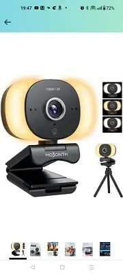 MOSONTH Webcam with Microphone, 60FPS Autofocus Computer Camera with 3 Light...