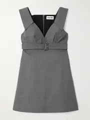 [SHUSHU/TONG] SHUSHU/TONG - Belted Woven Mini Dress - Gray - UK 8 UK 8 Gray