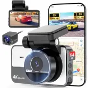 Dash Cam Front Rear, 4K/2.5K Full HD Dash Camera for Cars, Included 64GB Card...