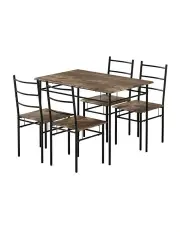 [Artiss] Dining Table and Chairs Set 5 Piece in Walnut