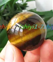 Natural 40mm Yellow Tiger's Eye Quartz Crystal Sphere Reiki Healing Gems +Stand