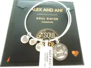 Alex and Ani SOUL SISTER II Russian Silver Charm Bangle New W/ Tag Card & Box