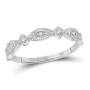 14k White Gold Round Diamond Stackable Band Ring 1/8 Cttw