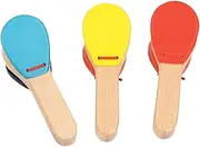 CORHAD 3pcs Wooden Castanet Safe Musical Instruments for Percussion Rhythm for Boys for Preschool Music Education Random Color