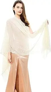 [REEMONDE] Womens Rhinestones Pashmina Shawls and Wraps for Evening Dresses Chiffon Shawl Sparkly Scarf