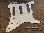 Custom Tooled Leather Antique White Pearl Quilted Pickguard Fender Stratocaster