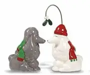 Poodles Mistletoe Pets Ceramic Salt and Pepper Shakers Grassland Roads