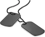 [Cupimatch] 2pcs Dog Tag Pendant Chain Necklace, Mens Military Army Style Necklace,Black 23.5"