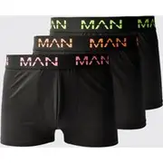 Mens Multi Man Active Performance 3 Pack Boxer Neon Logo