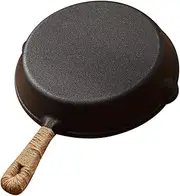 PartyKindom Cast Iron Skillet Non-Stick Iron Frying Pan Pancake Pan Gas Stove Induction Cooker Compatible