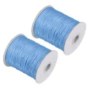 2pcs Beading Thread Bracelet Weave Craft Cord 1.2mm 158M/Roll, Light Blue