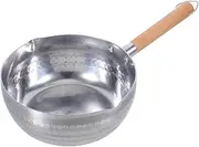 PRETYZOOM Aluminium Japanese Frying Pan with Wooden Handle Cooking Pan for Camping Shaped Spouts for Easy Pouring Not for Induction Cooktops for Gas Stoves