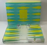 Drunk Elephant Neon Blue and Yellow Backgammon/Pachgammon Board Game