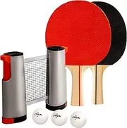 STIGA All-in-One Retractable Ping Pong Net Set - Includes 2 Ping Pong Paddles - 3 1-Star Balls | Mesh Storage Bag - Fits up to 72” Wide & 1.75” Thick Table - Clamp & Play on Any Surface