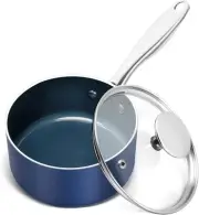 MICHELANGELO 1 Quart Saucepan with Lid, Nonstick Ceramic Sauce 1 Quart, Blue